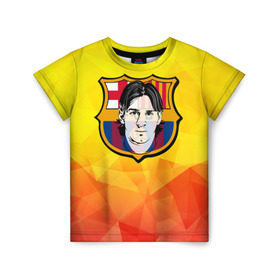 Детская футболка 3D с принтом Месси - Барселона в Тюмени, 100% гипоаллергенный полиэфир | прямой крой, круглый вырез горловины, длина до линии бедер, чуть спущенное плечо, ткань немного тянется | barselona | messi | аргентина | барселона | испания | месси | футбол