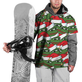 Накидка на куртку 3D с принтом Sad frog new year в Тюмени, 100% полиэстер |  | Тематика изображения на принте: грустная | дед мороз | лягушка | пепе | санта