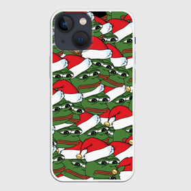 Чехол для iPhone 13 mini с принтом Sad frog new year в Тюмени,  |  | Тематика изображения на принте: грустная | дед мороз | лягушка | пепе | санта