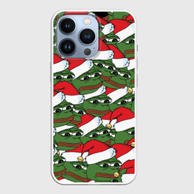 Чехол для iPhone 13 Pro с принтом Sad frog new year в Тюмени,  |  | Тематика изображения на принте: грустная | дед мороз | лягушка | пепе | санта