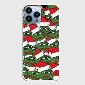 Чехол для iPhone 13 Pro Max с принтом Sad frog new year в Тюмени,  |  | Тематика изображения на принте: грустная | дед мороз | лягушка | пепе | санта