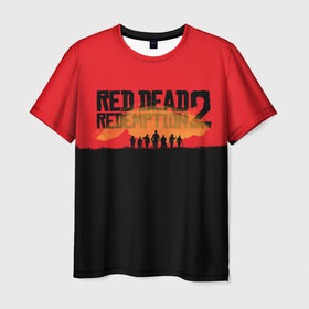 Мужская футболка 3D с принтом Red Dead Redemption 2 в Тюмени, 100% полиэфир | прямой крой, круглый вырез горловины, длина до линии бедер | rdr | rdr2 | red dead redemption 2 | rockstar | дикий запад | ковбои