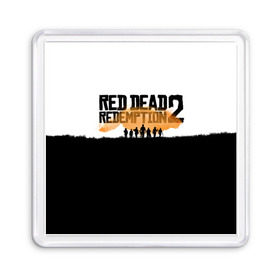 Магнит 55*55 с принтом Red Dead Redemption 2 в Тюмени, Пластик | Размер: 65*65 мм; Размер печати: 55*55 мм | Тематика изображения на принте: rdr | rdr2 | red dead redemption 2 | rockstar | дикий запад | ковбои