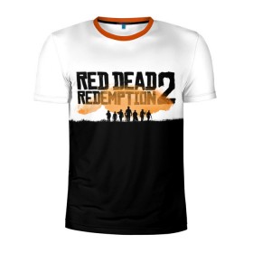 Мужская футболка 3D спортивная с принтом Red Dead Redemption 2 в Тюмени, 100% полиэстер с улучшенными характеристиками | приталенный силуэт, круглая горловина, широкие плечи, сужается к линии бедра | Тематика изображения на принте: rdr | rdr2 | red dead redemption 2 | rockstar | дикий запад | ковбои