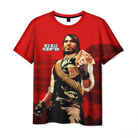 Мужская футболка 3D с принтом Red Dead Redemption в Тюмени, 100% полиэфир | прямой крой, круглый вырез горловины, длина до линии бедер | rdr | rdr2 | red dead redemption 2 | rockstar | дикий запад | ковбои