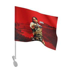 Флаг для автомобиля с принтом Red Dead Redemption в Тюмени, 100% полиэстер | Размер: 30*21 см | rdr | rdr2 | red dead redemption 2 | rockstar | дикий запад | ковбои