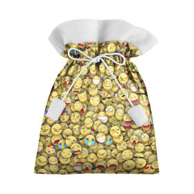 Подарочный 3D мешок с принтом Смайлики. Стикербомбинг в Тюмени, 100% полиэстер | Размер: 29*39 см | emoji | желтый | мем | смайл | стикербомбинг | текстура | улыбка | эмодзи