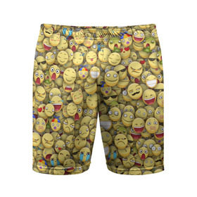 Мужские шорты 3D спортивные с принтом Смайлики. Стикербомбинг в Тюмени,  |  | emoji | желтый | мем | смайл | стикербомбинг | текстура | улыбка | эмодзи