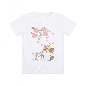 Детская футболка хлопок с принтом cats в Тюмени, 100% хлопок | круглый вырез горловины, полуприлегающий силуэт, длина до линии бедер | cat | sakura | tmblr | tumbler | кошка | сакура