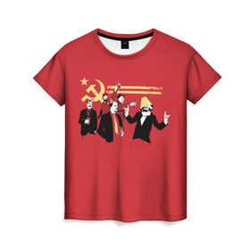 Женская футболка 3D с принтом Back in the USSR в Тюмени, 100% полиэфир ( синтетическое хлопкоподобное полотно) | прямой крой, круглый вырез горловины, длина до линии бедер | гевара | ленин | ретро | советский | союз | ссср | сталин | че