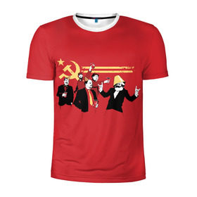 Мужская футболка 3D спортивная с принтом Back in the USSR в Тюмени, 100% полиэстер с улучшенными характеристиками | приталенный силуэт, круглая горловина, широкие плечи, сужается к линии бедра | гевара | ленин | ретро | советский | союз | ссср | сталин | че