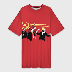 Платье-футболка 3D с принтом Back in the USSR в Тюмени,  |  | гевара | ленин | ретро | советский | союз | ссср | сталин | че