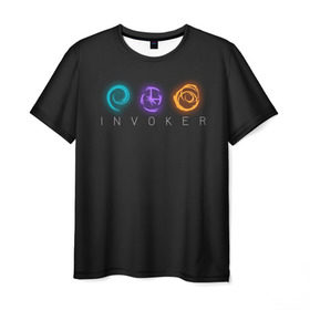 Мужская футболка 3D с принтом Стихии в Тюмени, 100% полиэфир | прямой крой, круглый вырез горловины, длина до линии бедер | Тематика изображения на принте: dota | dota 2 | invoker | дота | инвокер
