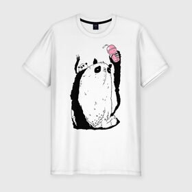 Мужская футболка премиум с принтом panda в Тюмени, 92% хлопок, 8% лайкра | приталенный силуэт, круглый вырез ворота, длина до линии бедра, короткий рукав | dd | drop dead | dropdead | milk | milkshake | panda | tmblr | tumbler