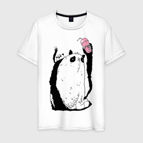 Мужская футболка хлопок с принтом panda в Тюмени, 100% хлопок | прямой крой, круглый вырез горловины, длина до линии бедер, слегка спущенное плечо. | dd | drop dead | dropdead | milk | milkshake | panda | tmblr | tumbler
