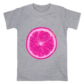 Мужская футболка хлопок с принтом Розовый лимон в Тюмени, 100% хлопок | прямой крой, круглый вырез горловины, длина до линии бедер, слегка спущенное плечо. | еда | кислый | лимон | розовый цвет | фрукт