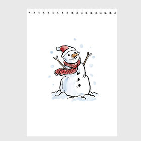Скетчбук с принтом Снеговик в Тюмени, 100% бумага
 | 48 листов, плотность листов — 100 г/м2, плотность картонной обложки — 250 г/м2. Листы скреплены сверху удобной пружинной спиралью | happy new year | new year | santa claus | дед мороз | дедушка мороз | новый год | санта клаус | снеговик