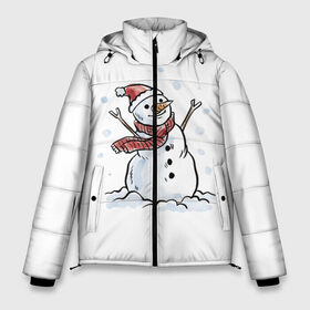 Мужская зимняя куртка 3D с принтом Снеговик в Тюмени, верх — 100% полиэстер; подкладка — 100% полиэстер; утеплитель — 100% полиэстер | длина ниже бедра, свободный силуэт Оверсайз. Есть воротник-стойка, отстегивающийся капюшон и ветрозащитная планка. 

Боковые карманы с листочкой на кнопках и внутренний карман на молнии. | happy new year | new year | santa claus | дед мороз | дедушка мороз | новый год | санта клаус | снеговик