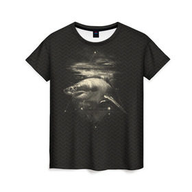 Женская футболка 3D с принтом Cosmic Shark в Тюмени, 100% полиэфир ( синтетическое хлопкоподобное полотно) | прямой крой, круглый вырез горловины, длина до линии бедер | space | галактика | космос | рыба