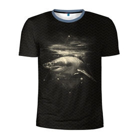 Мужская футболка 3D спортивная с принтом Cosmic Shark в Тюмени, 100% полиэстер с улучшенными характеристиками | приталенный силуэт, круглая горловина, широкие плечи, сужается к линии бедра | space | галактика | космос | рыба