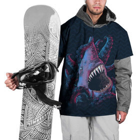 Накидка на куртку 3D с принтом Underwater Fight в Тюмени, 100% полиэстер |  | акула | осьминог