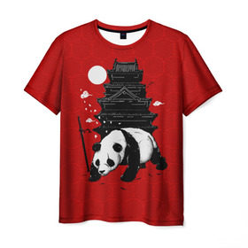 Мужская футболка 3D с принтом Panda Warrior в Тюмени, 100% полиэфир | прямой крой, круглый вырез горловины, длина до линии бедер | japan | panda | панда