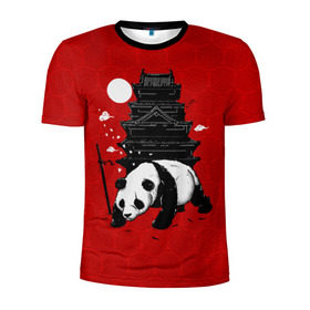 Мужская футболка 3D спортивная с принтом Panda Warrior в Тюмени, 100% полиэстер с улучшенными характеристиками | приталенный силуэт, круглая горловина, широкие плечи, сужается к линии бедра | japan | panda | панда
