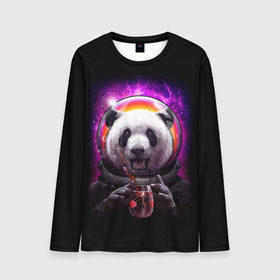 Мужской лонгслив 3D с принтом Panda Cosmonaut в Тюмени, 100% полиэстер | длинные рукава, круглый вырез горловины, полуприлегающий силуэт | bear | galaxy | panda | space | star | астронавт | галактика | звезда | космонавт | космос | медведь | панда