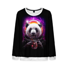 Мужской свитшот 3D с принтом Panda Cosmonaut в Тюмени, 100% полиэстер с мягким внутренним слоем | круглый вырез горловины, мягкая резинка на манжетах и поясе, свободная посадка по фигуре | bear | galaxy | panda | space | star | астронавт | галактика | звезда | космонавт | космос | медведь | панда