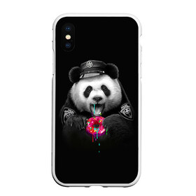 Чехол для iPhone XS Max матовый с принтом Donut Panda в Тюмени, Силикон | Область печати: задняя сторона чехла, без боковых панелей | bear | donut | panda | police | коп | медведь | панда | пончик