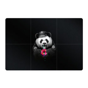 Магнитный плакат 3Х2 с принтом Donut Panda в Тюмени, Полимерный материал с магнитным слоем | 6 деталей размером 9*9 см | Тематика изображения на принте: bear | donut | panda | police | коп | медведь | панда | пончик