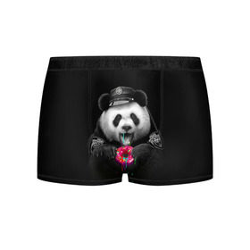 Мужские трусы 3D с принтом Donut Panda в Тюмени, 50% хлопок, 50% полиэстер | классическая посадка, на поясе мягкая тканевая резинка | Тематика изображения на принте: bear | donut | panda | police | коп | медведь | панда | пончик