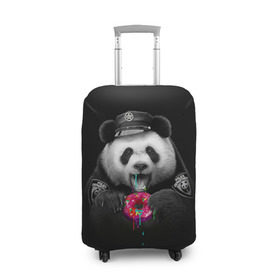 Чехол для чемодана 3D с принтом Donut Panda в Тюмени, 86% полиэфир, 14% спандекс | двустороннее нанесение принта, прорези для ручек и колес | bear | donut | panda | police | коп | медведь | панда | пончик