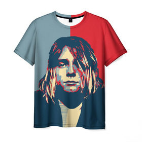 Мужская футболка 3D с принтом Kurt Cobain в Тюмени, 100% полиэфир | прямой крой, круглый вырез горловины, длина до линии бедер | Тематика изображения на принте: curt | hope | kobain | nirvana | кобейн | курт | нирвана