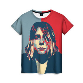 Женская футболка 3D с принтом Kurt Cobain в Тюмени, 100% полиэфир ( синтетическое хлопкоподобное полотно) | прямой крой, круглый вырез горловины, длина до линии бедер | curt | hope | kobain | nirvana | кобейн | курт | нирвана