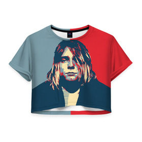 Женская футболка 3D укороченная с принтом Kurt Cobain в Тюмени, 100% полиэстер | круглая горловина, длина футболки до линии талии, рукава с отворотами | curt | hope | kobain | nirvana | кобейн | курт | нирвана