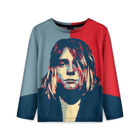 Детский лонгслив 3D с принтом Kurt Cobain в Тюмени, 100% полиэстер | длинные рукава, круглый вырез горловины, полуприлегающий силуэт
 | curt | hope | kobain | nirvana | кобейн | курт | нирвана