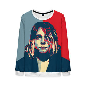 Мужской свитшот 3D с принтом Kurt Cobain в Тюмени, 100% полиэстер с мягким внутренним слоем | круглый вырез горловины, мягкая резинка на манжетах и поясе, свободная посадка по фигуре | curt | hope | kobain | nirvana | кобейн | курт | нирвана