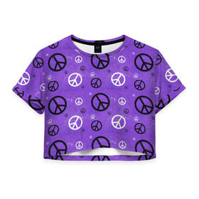 Женская футболка 3D укороченная с принтом Peace в Тюмени, 100% полиэстер | круглая горловина, длина футболки до линии талии, рукава с отворотами | abstract | hippie | hipster | swag | tie dye | абстракция | свэг | текстура | хиппи | хипстер