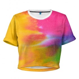 Женская футболка 3D укороченная с принтом Knitting в Тюмени, 100% полиэстер | круглая горловина, длина футболки до линии талии, рукава с отворотами | abstract | hippie | hipster | swag | tie dye | абстракция | свэг | текстура | хиппи | хипстер