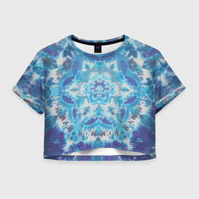 Женская футболка 3D укороченная с принтом Калейдоскоп в Тюмени, 100% полиэстер | круглая горловина, длина футболки до линии талии, рукава с отворотами | abstract | hippie | hipster | swag | tie dye | абстракция | свэг | текстура | хиппи | хипстер