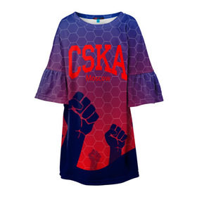 Детское платье 3D с принтом CSKA Msk в Тюмени, 100% полиэстер | прямой силуэт, чуть расширенный к низу. Круглая горловина, на рукавах — воланы | moscow | москва | цска