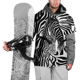 Накидка на куртку 3D с принтом Зебра в Тюмени, 100% полиэстер |  | дикое | животное | зебра | камуфляж | лошадь | маскировка | полосы | текстура | фон | черно белые