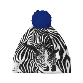Шапка 3D c помпоном с принтом Зебра в Тюмени, 100% полиэстер | универсальный размер, печать по всей поверхности изделия | дикое | животное | зебра | камуфляж | лошадь | маскировка | полосы | текстура | фон | черно белые