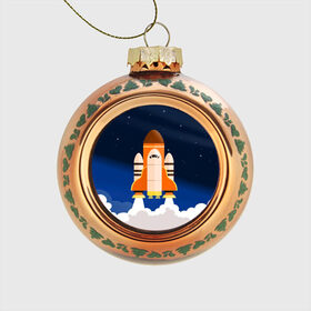 Стеклянный ёлочный шар с принтом Космический корабль в Тюмени, Стекло | Диаметр: 80 мм | вселенная | галактика | звёзды | космический полёт | космос | созвездие