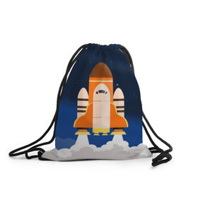 Рюкзак-мешок 3D с принтом Космический корабль в Тюмени, 100% полиэстер | плотность ткани — 200 г/м2, размер — 35 х 45 см; лямки — толстые шнурки, застежка на шнуровке, без карманов и подкладки | вселенная | галактика | звёзды | космический полёт | космос | созвездие