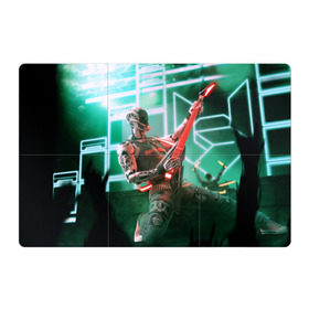 Магнитный плакат 3Х2 с принтом Rocker Robot в Тюмени, Полимерный материал с магнитным слоем | 6 деталей размером 9*9 см | Тематика изображения на принте: rock | гитара | музыка | робот | рок