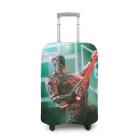Чехол для чемодана 3D с принтом Rocker Robot в Тюмени, 86% полиэфир, 14% спандекс | двустороннее нанесение принта, прорези для ручек и колес | rock | гитара | музыка | робот | рок
