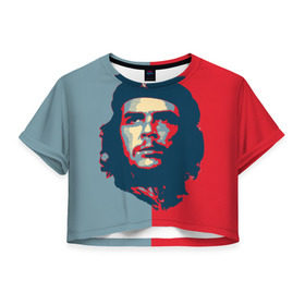 Женская футболка 3D укороченная с принтом Che Guevara в Тюмени, 100% полиэстер | круглая горловина, длина футболки до линии талии, рукава с отворотами | че гевара