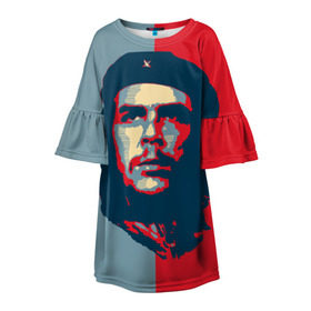Детское платье 3D с принтом Che Guevara в Тюмени, 100% полиэстер | прямой силуэт, чуть расширенный к низу. Круглая горловина, на рукавах — воланы | Тематика изображения на принте: че гевара